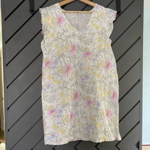 Joie linen floral flutter ruffle sleeve tank shift dress